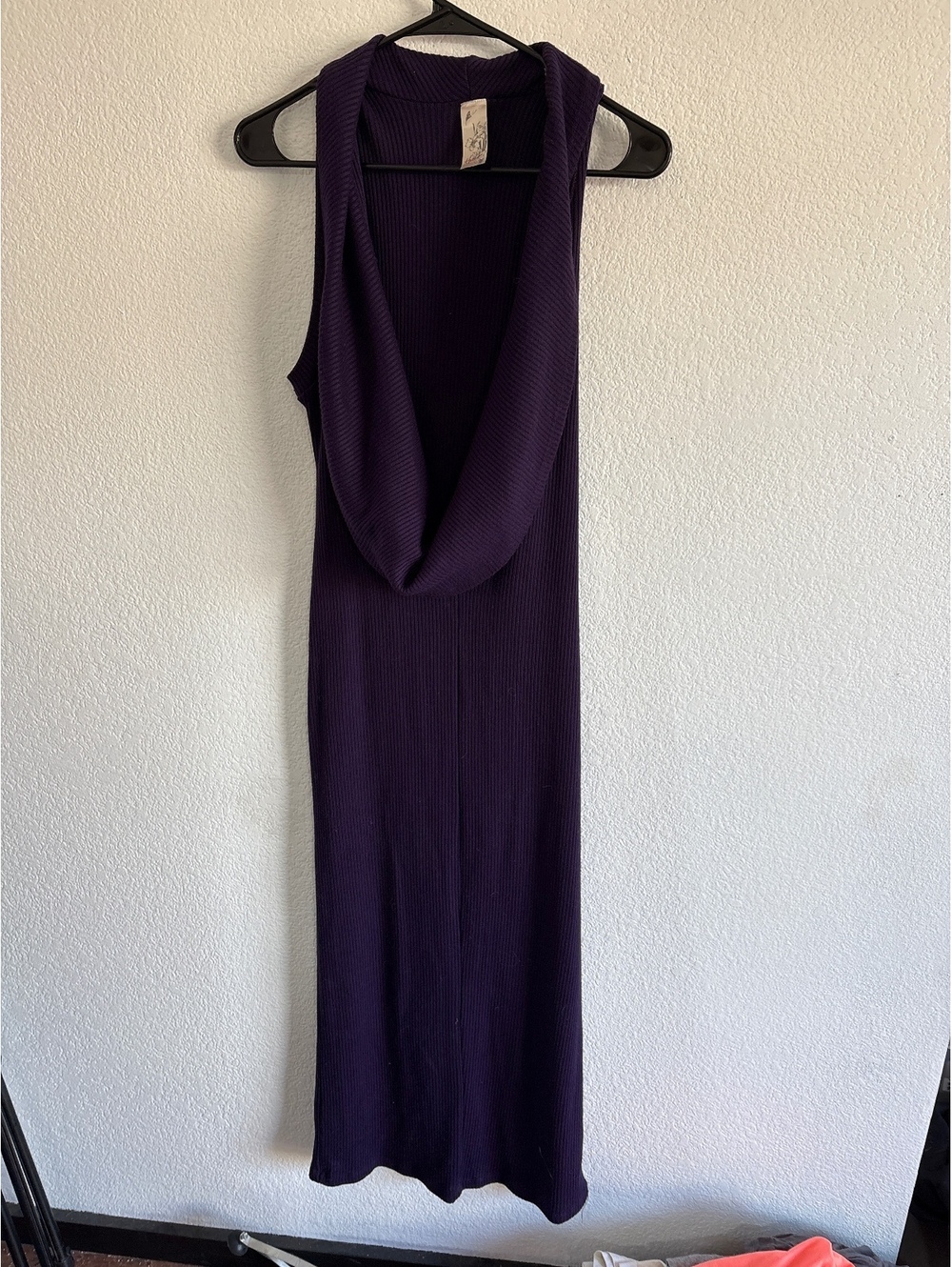 Hottie Women's Sleeveless Purple Ribbed Maxi Dress with Cowl Neck, Size Large